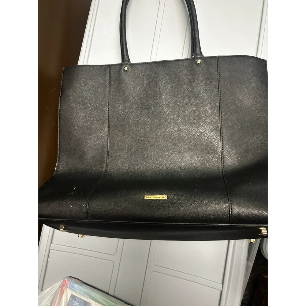 Rebecca Minkoff Large‎ MAB Saffiano Leather Shoulder Purse Tote Bag BLACK